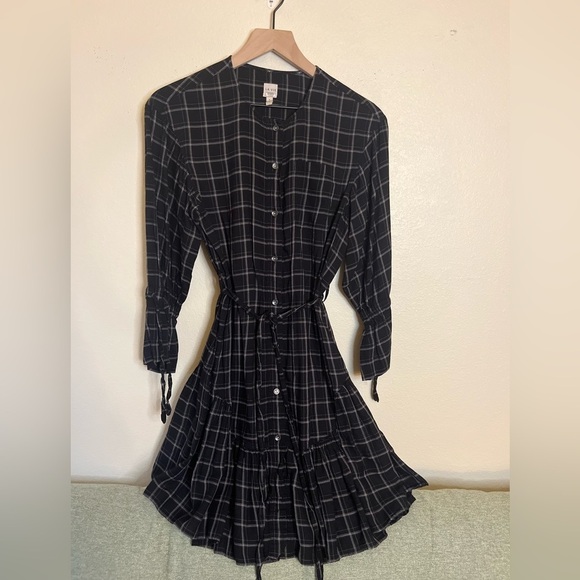 La Vie Rebecca Taylor Dress - Women's Small Black - Gingham Plaid Grunge - Picture 3 of 12